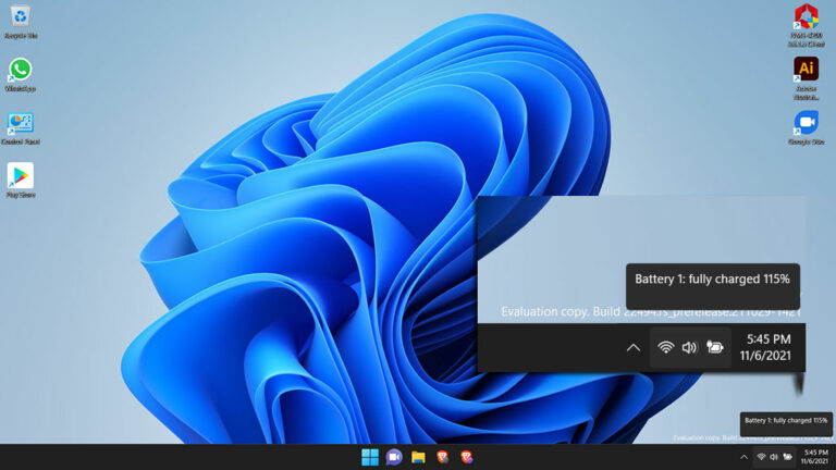 Windows 11 taskbar battery icon shows charging beyond 100 per cent ...