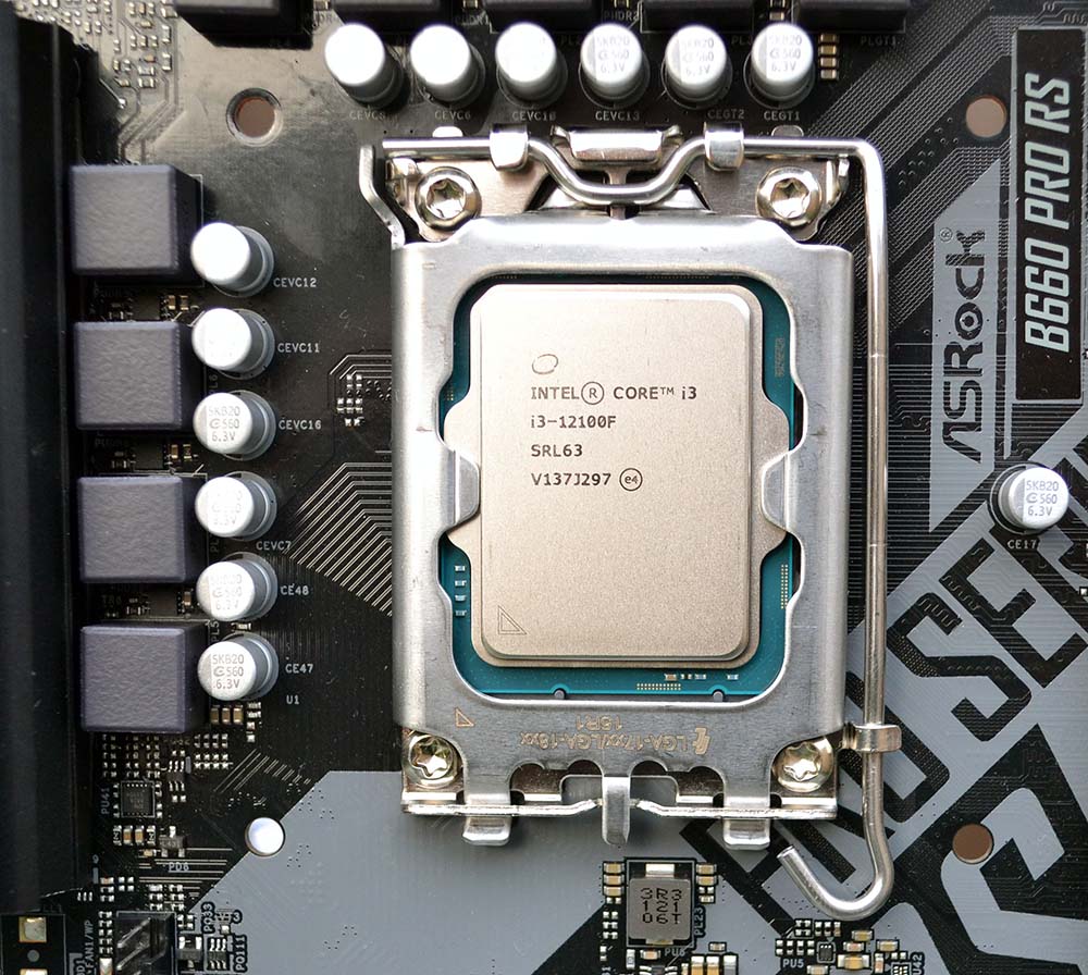 Core i3-12100F in the socket.