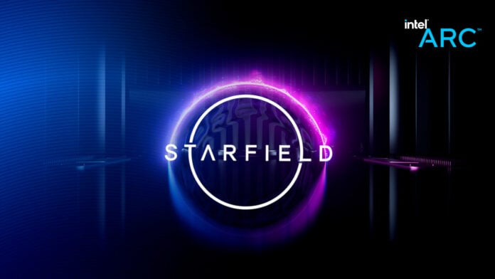 Starfield and Intel Arc Logo Mashup.