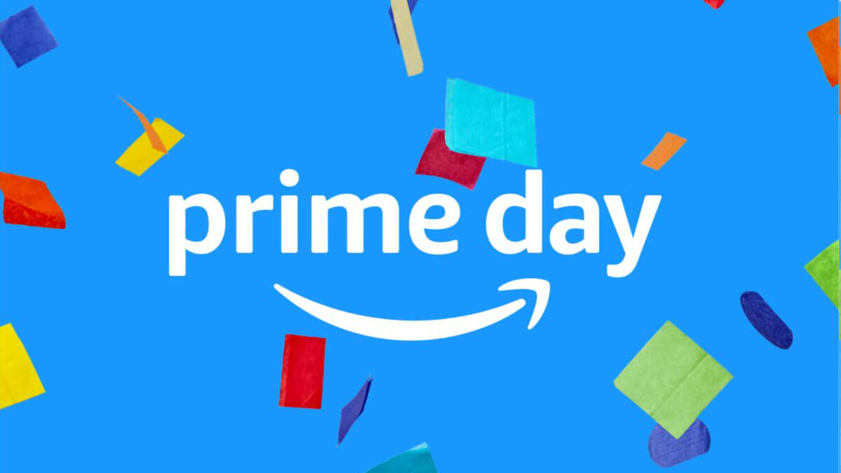 Amazon Prime Day logo with confetti around it.