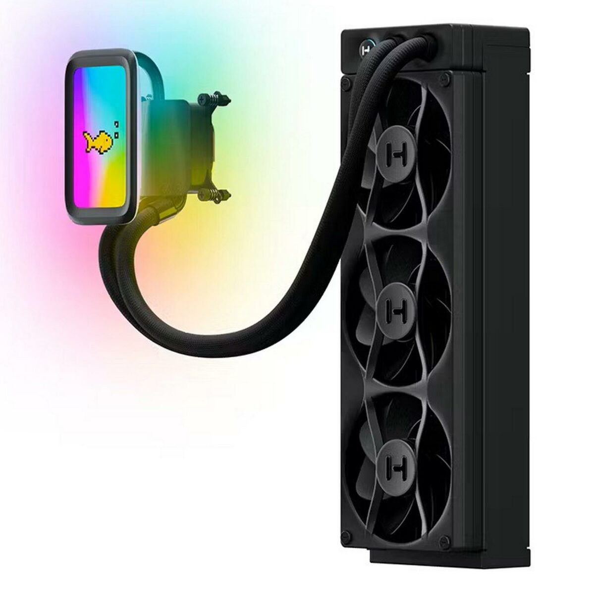 HYTE THICC Q80 Trio liquid cooler.