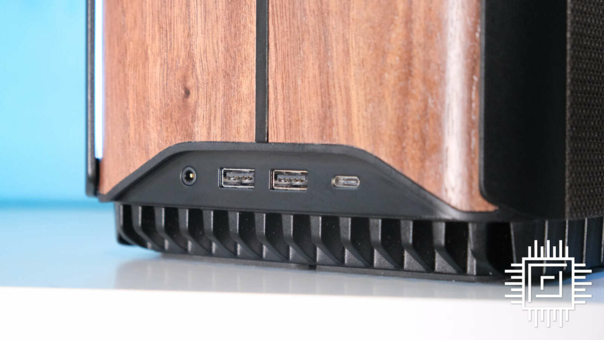 Corsair One i500 front I/O ports include one USB Type-C, two Type-A, and an audio jack.