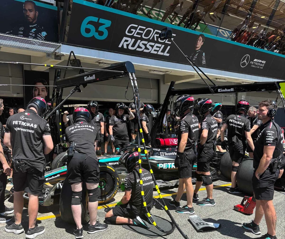 Formula One pit stop.