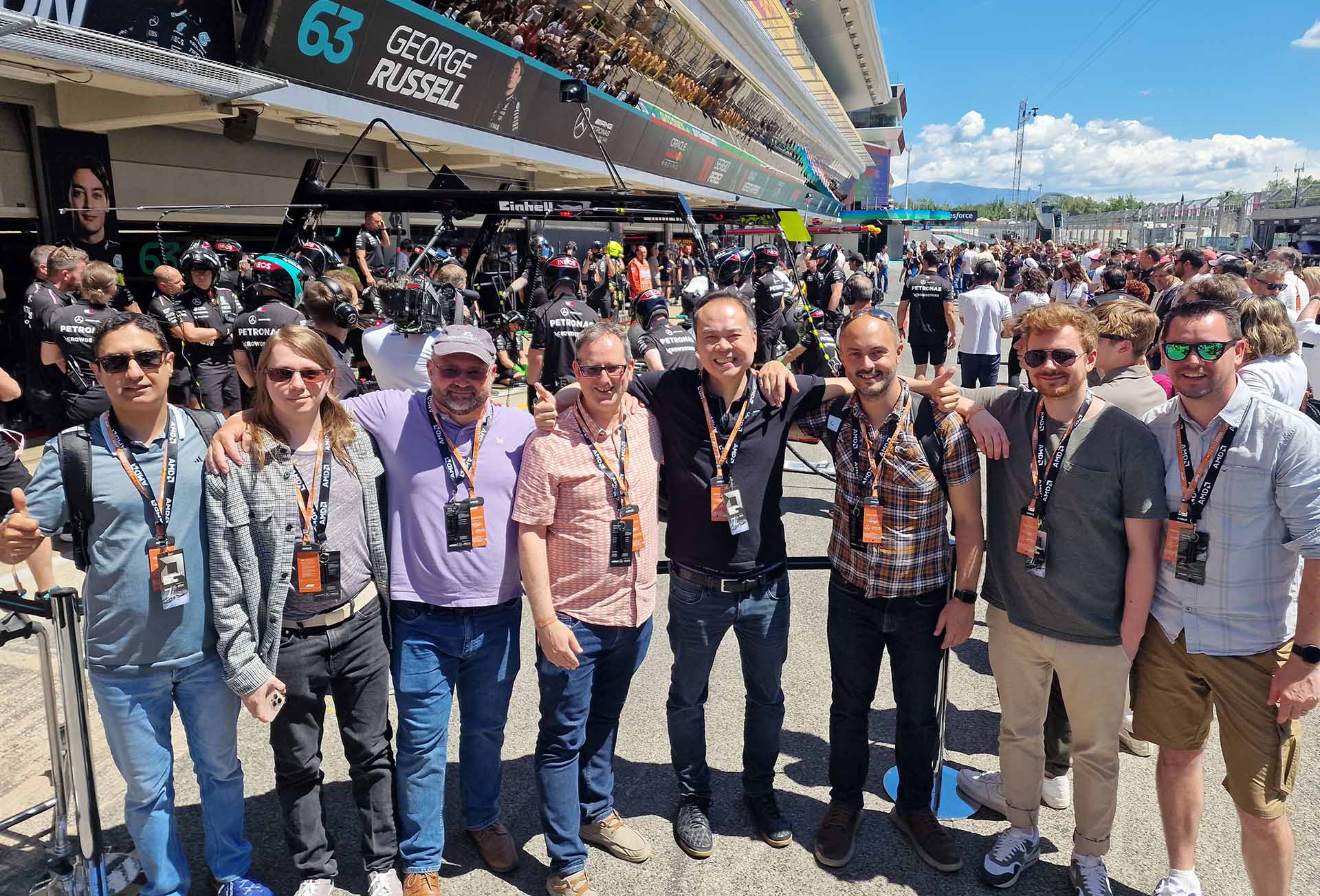 Standing outside the F1 paddock at free practice during the Spanish Grand Prix.