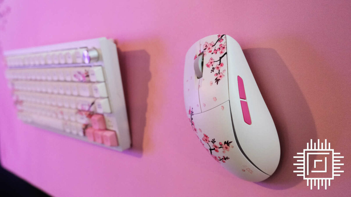 Corsair Custom Lab Cherry Blossom mouse and keyboard.