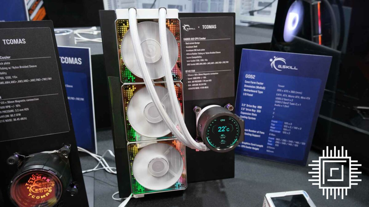 G.Skill Tcomas GA800 AIO cooler with a swappable LCD screen.