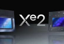 Intel Lunar Lake processor (left), Xe2 logo (middle), Intel Arc Alchemist GPU (right)