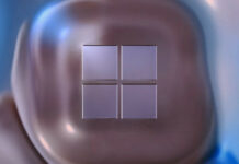 A Windows 11 logo, against a semi-transparent glass background