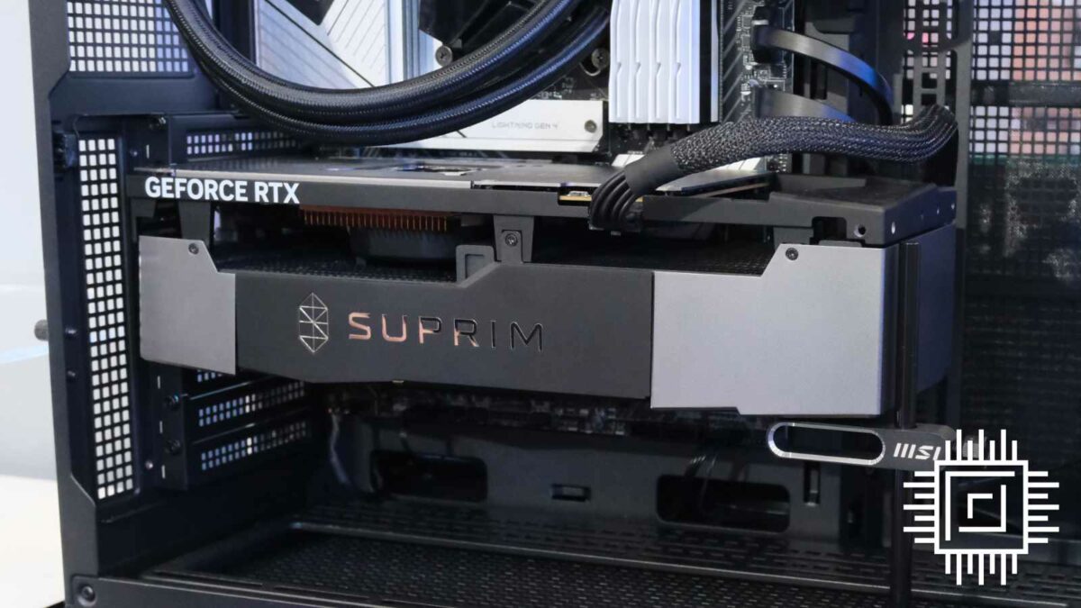 MSI GeForce RTX 4090 Suprim Fuzion sitting in a gaming PC.