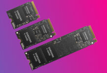 A set of Samsung SSDs of varying sizes