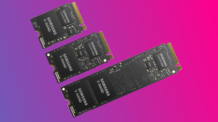 A set of Samsung SSDs of varying sizes