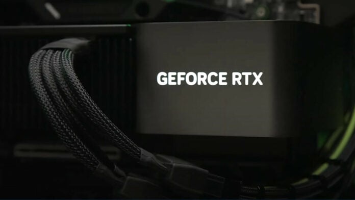 A close up of a GeForce RTX Founders Edition graphics card