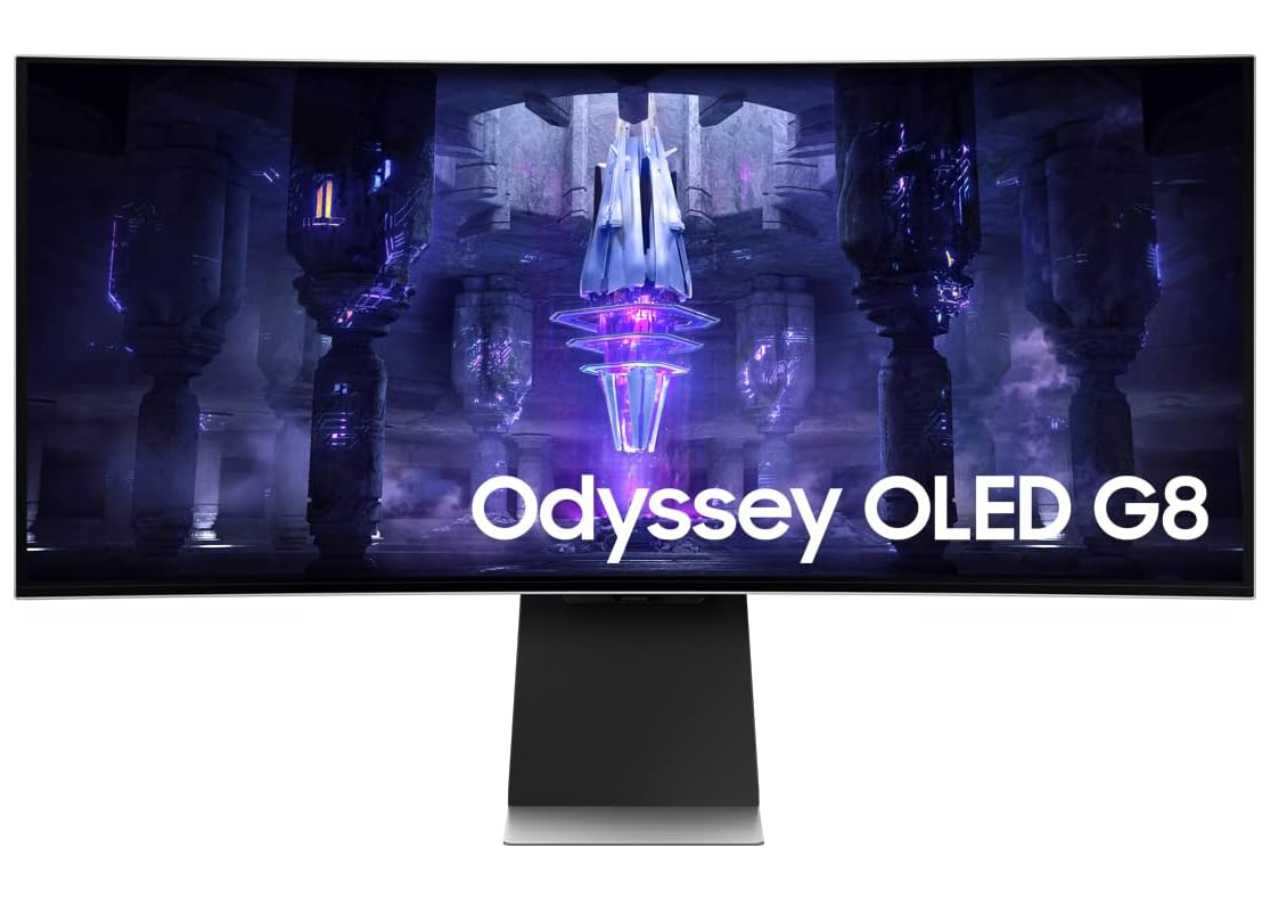 Samsung Odyssey G8 OLED product photo against a white background.