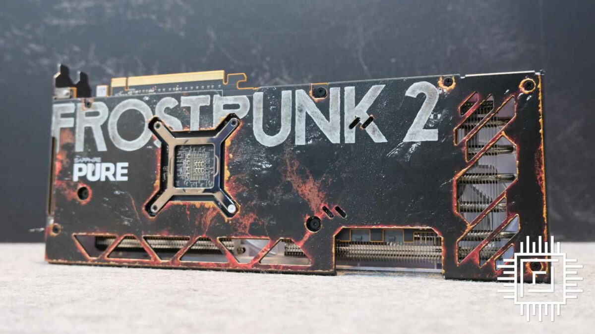 Sapphire Radeon RX 7700 XT Frostpunk 2 graphics card backplate.