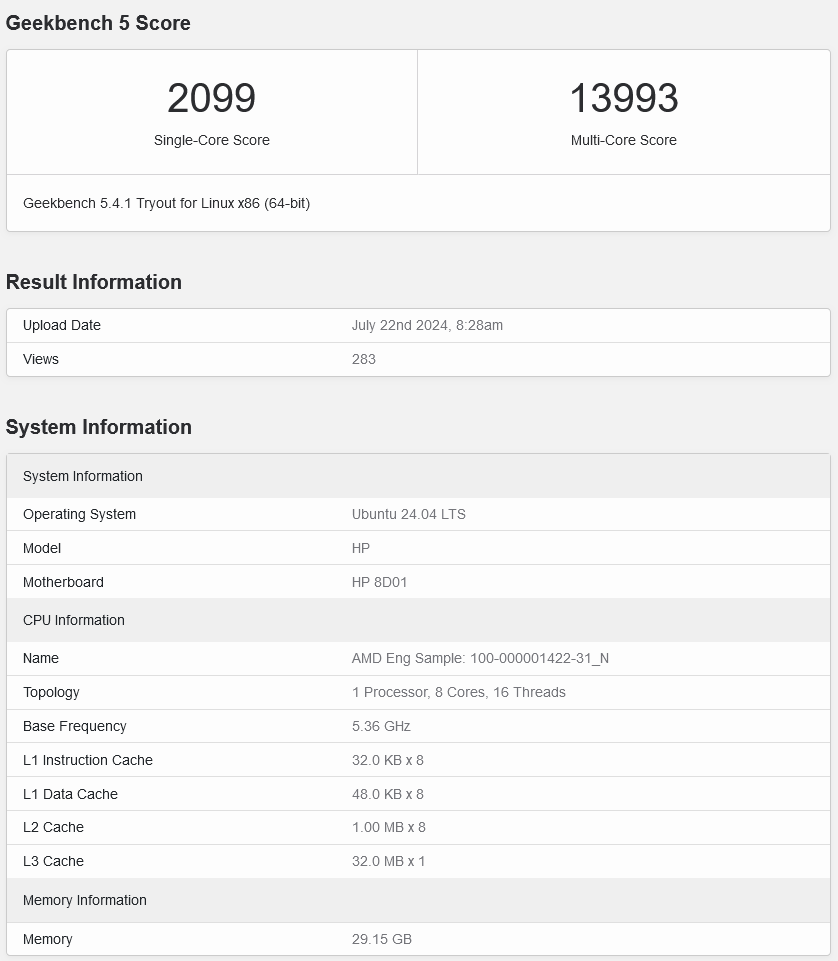 AMD Strix Halo APU Geekbench 5 score.