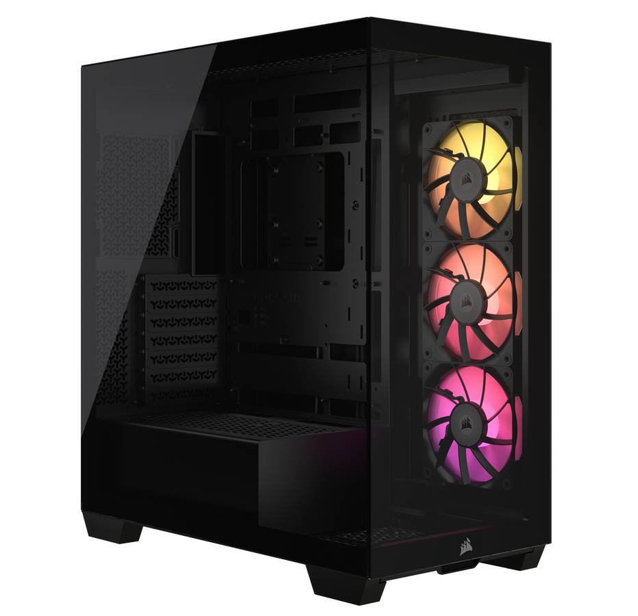 Black Corsair 3500X series case front.