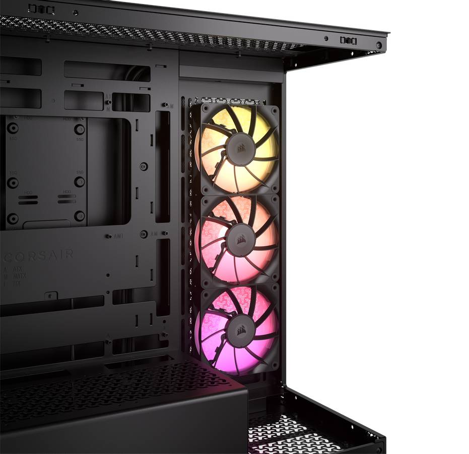 Black Corsair 3500X series case side.