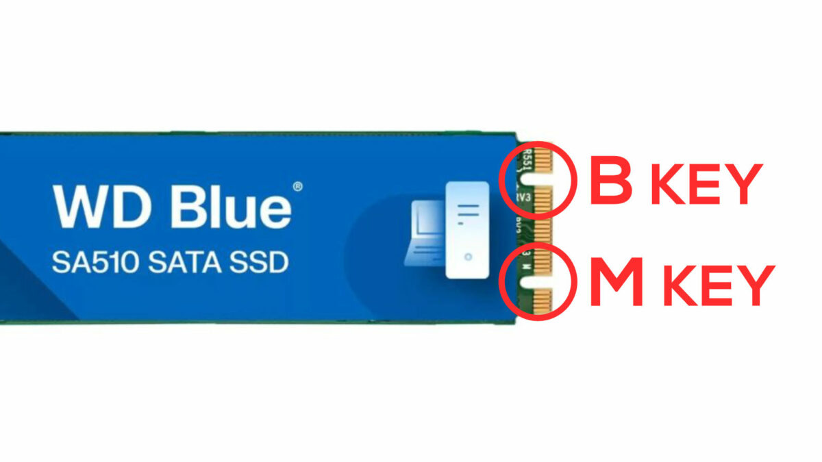 A diagram showing the B and M keys on an M.2 SSD