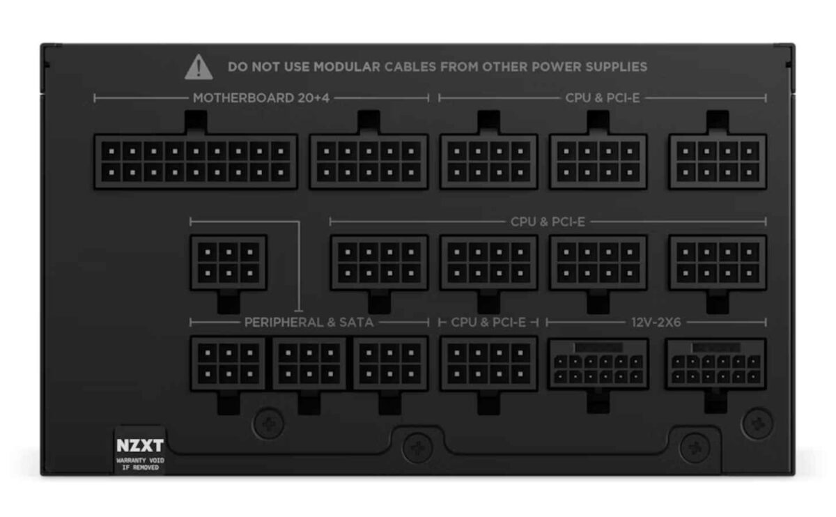 NZXT C1500 Platinum PSU connectors.