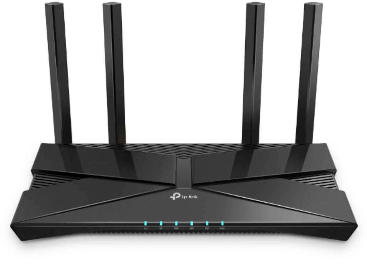 TP-Link AX1800 WiFi 6 router against a white background.