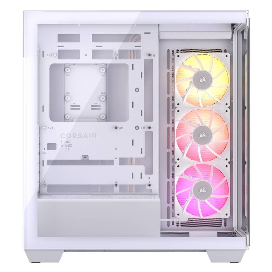 White Corsair 3500X series case side.