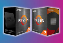 AMD Ryzen 9 (left) and 7 (right) 5000 series retail packaging