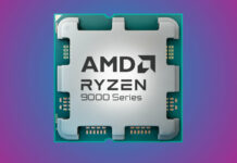 Ryzen 9000 series processor against a two-tone blue and pink background