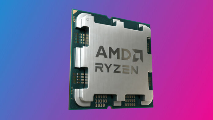 Socket AM5 Ryzen processor, against a two-tone background`