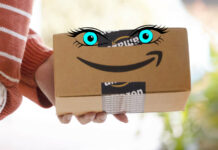 Amazon parcel with a great, big smile