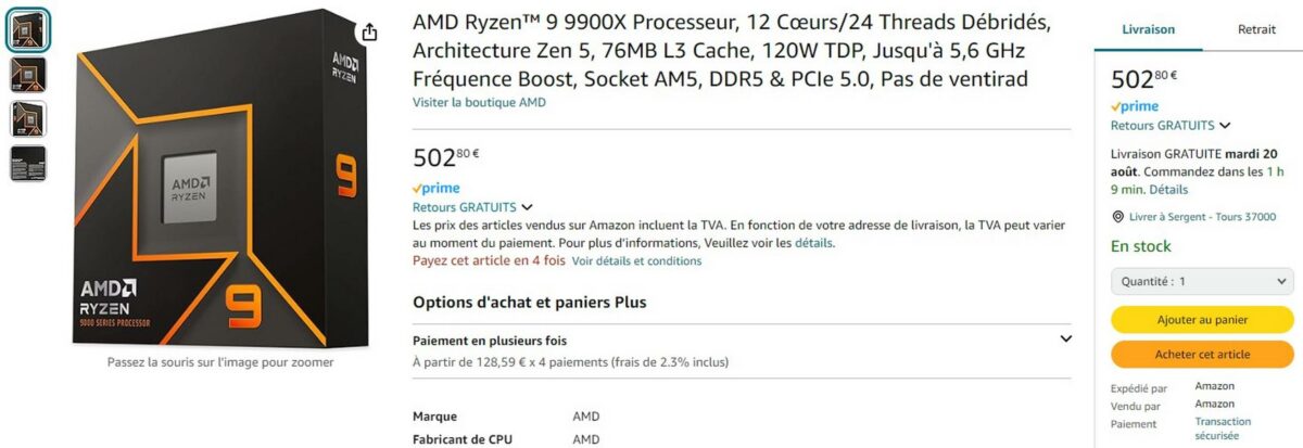 AMD Ryzen 9 9900X on Amazon.