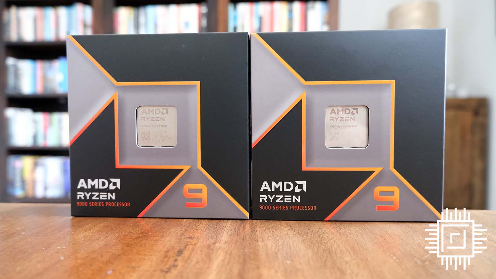 A picture of an AMD Ryzen 9 9950X and 9900X in their retail packaging.