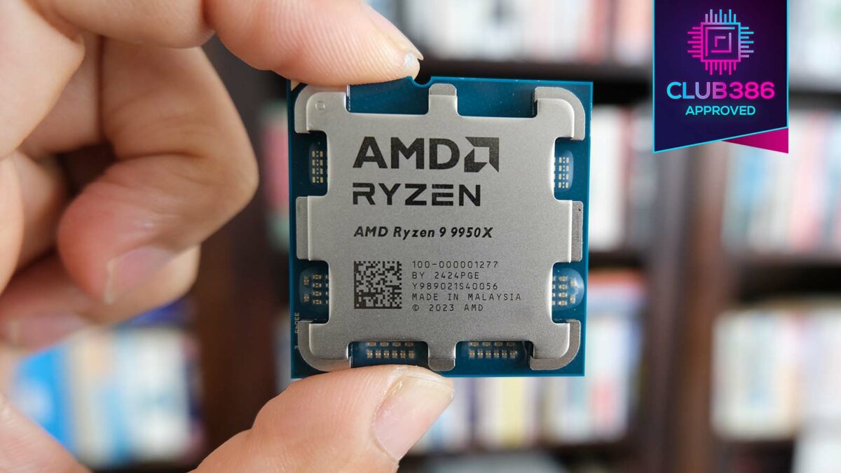 A picture showing the AMD Ryzen 9 9950X CPU with the Approved award.