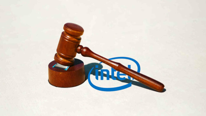 Wooden Gavel slams Intel CPU.