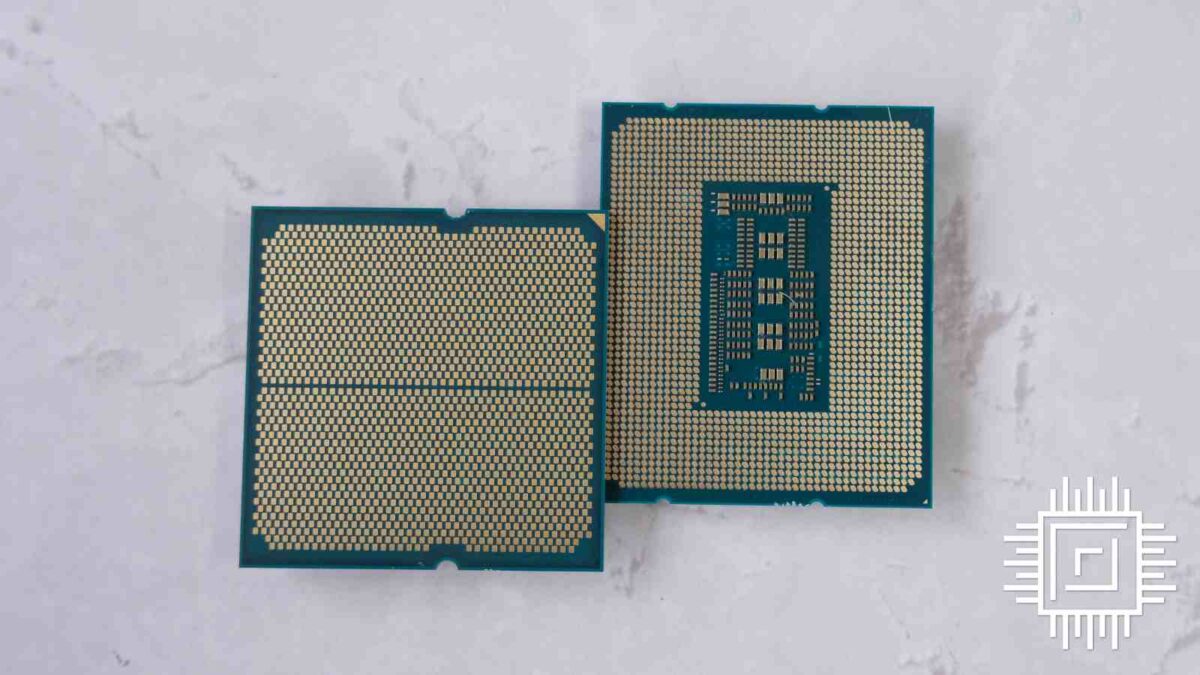 AMD Ryzen 5 9600X and Intel Core i5-14600K underside.