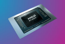 AMD Ryzen mobile processor, against a two tone background