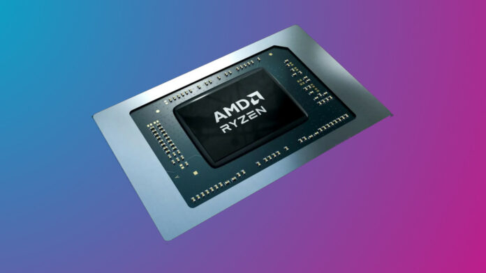 AMD Ryzen mobile processor, against a two tone background