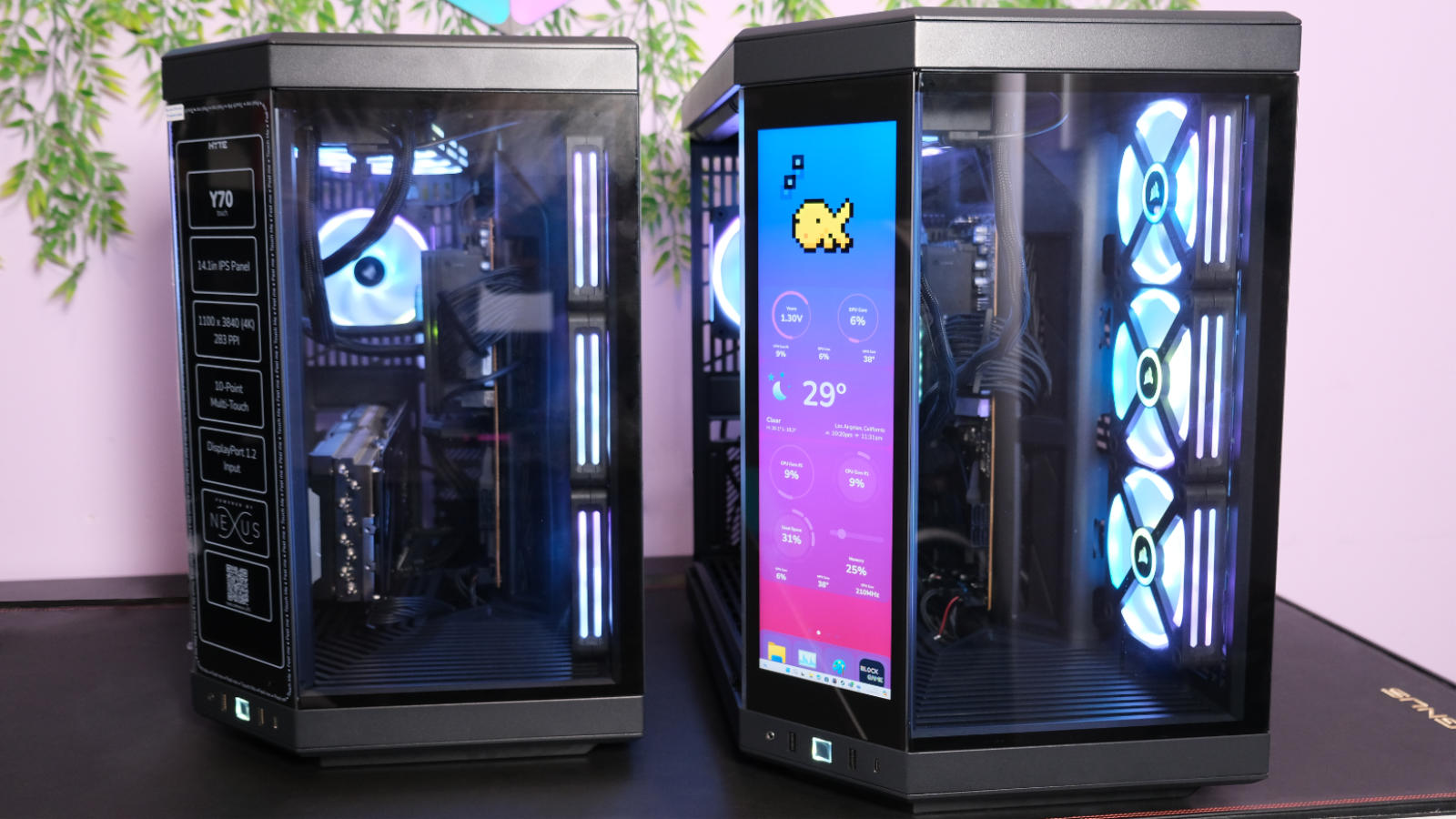 Two CyberpowerPC UK Ultra R99 Pro gaming PCs side-by-side.