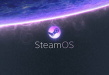 SteamOS logo against a purple star