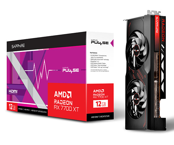 Sapphire Pulse AMD Radeon RX 7700 XT boxed.