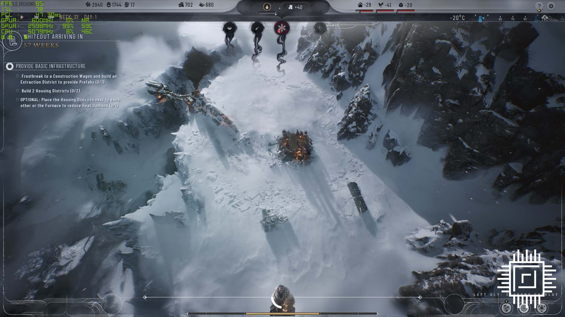 A picture of the Sapphire Radeon RX 7700 XT Frostpunk 2 gameplay.