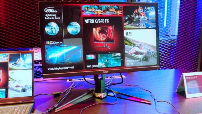 Acer Nitro XV240 F6 600Hz gaming monitors at the IFA 2024 showcase.