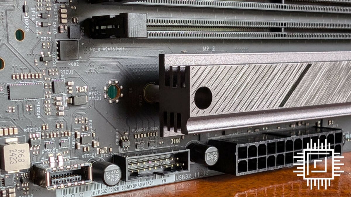 Close up of USB headers of ASRock X870E Taichi Lite.