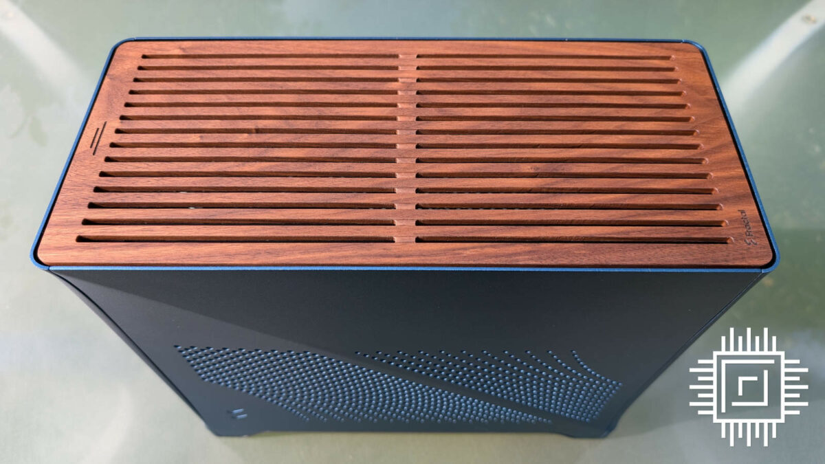 Top down view of Fractal Design Era 2, showcasing its wooden panel.