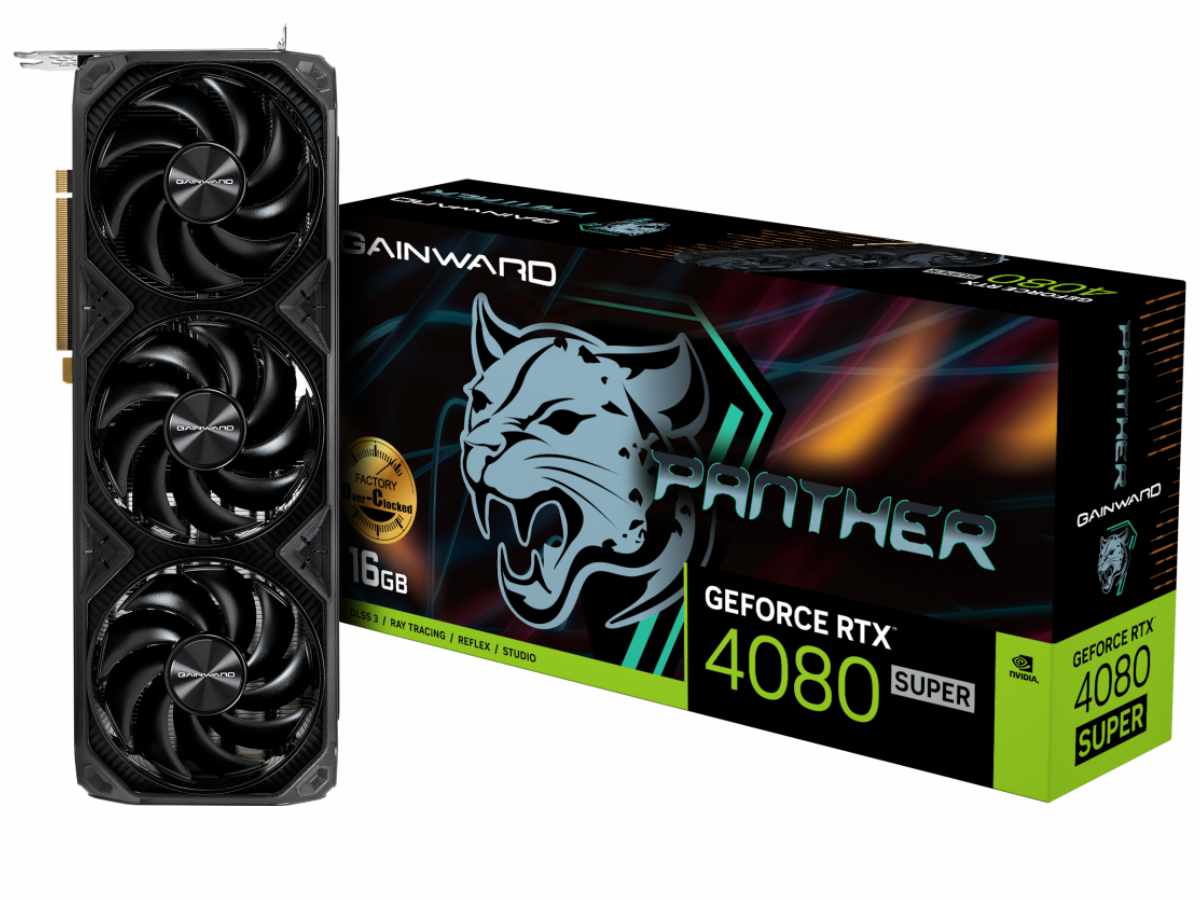 Gainward GeForce RTX 4080 Super Panther graphics card packaging..