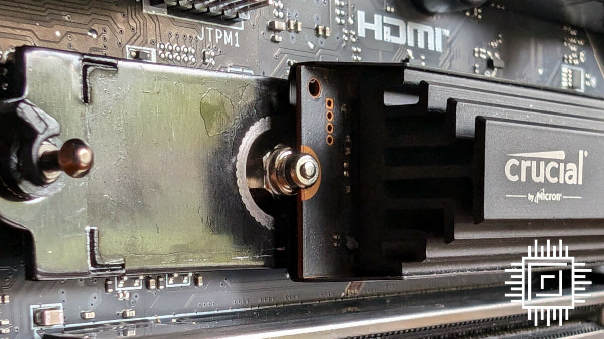 Close up of EZ M.2 Latch on MSI MAG X870 Tomahawk.