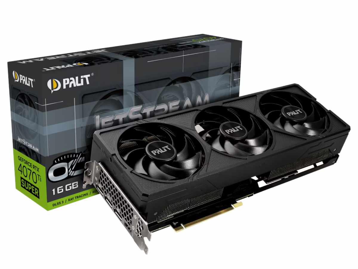 Palit GeForce RTX 4070 Ti Super JetStream graphics card packaging.