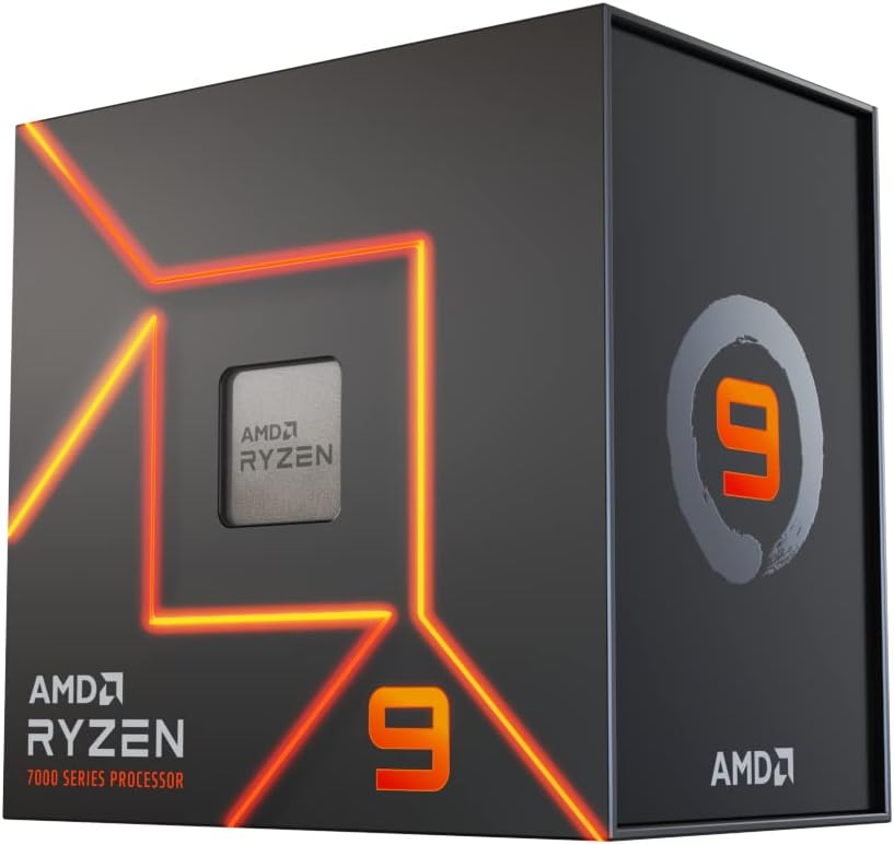 AMD Ryzen 9 7900X retail box against a white background.