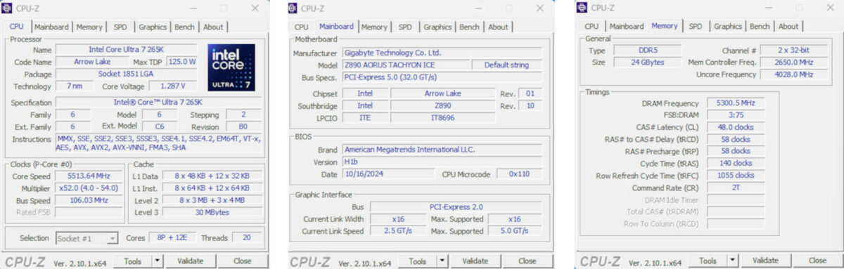 DDR5-10600 on Gigabyte motherboard.