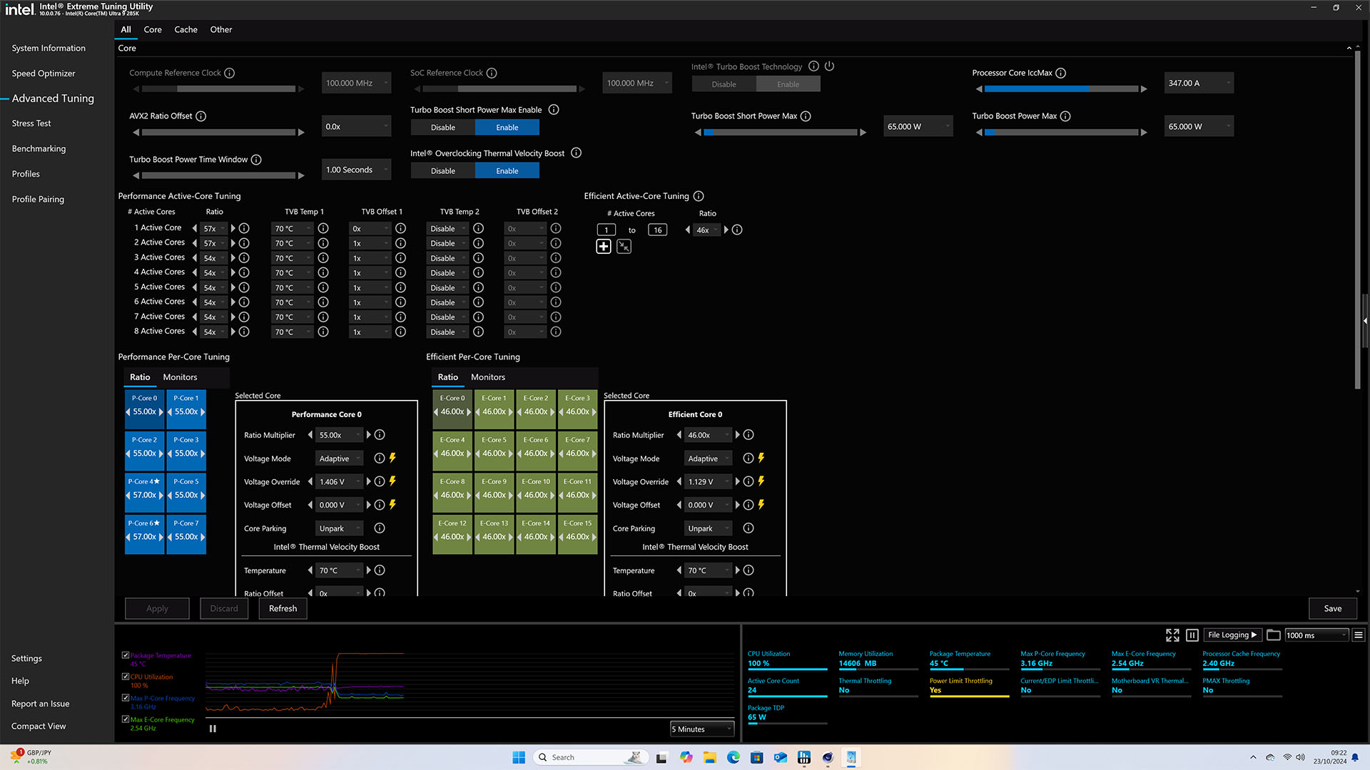 A picture showing the Intel Core Ultra 9 285K 65W configuration.