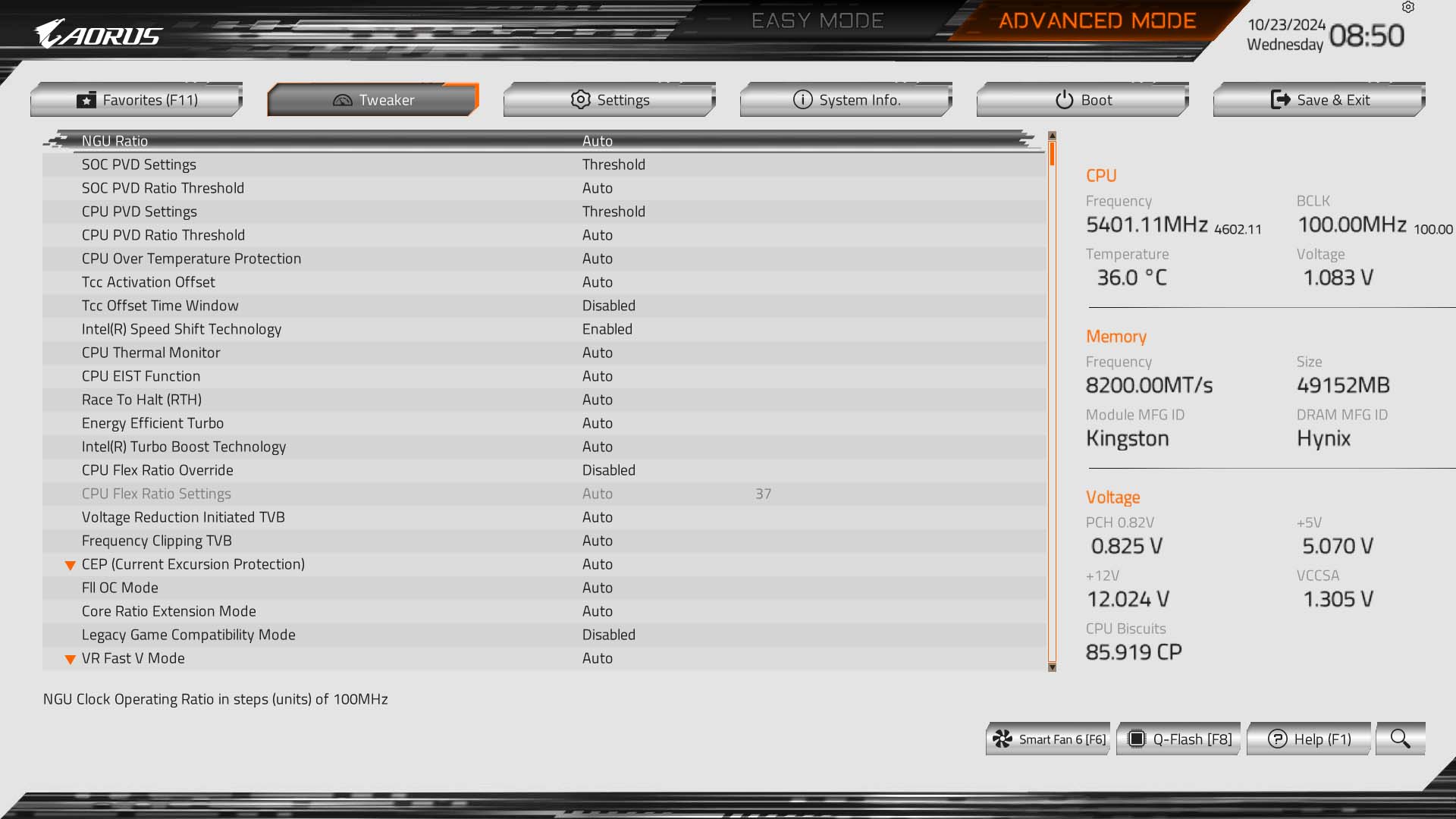 A picture showing the Gigabyte Z890 Aorus Pro Ice motherboard's BIOS - 4